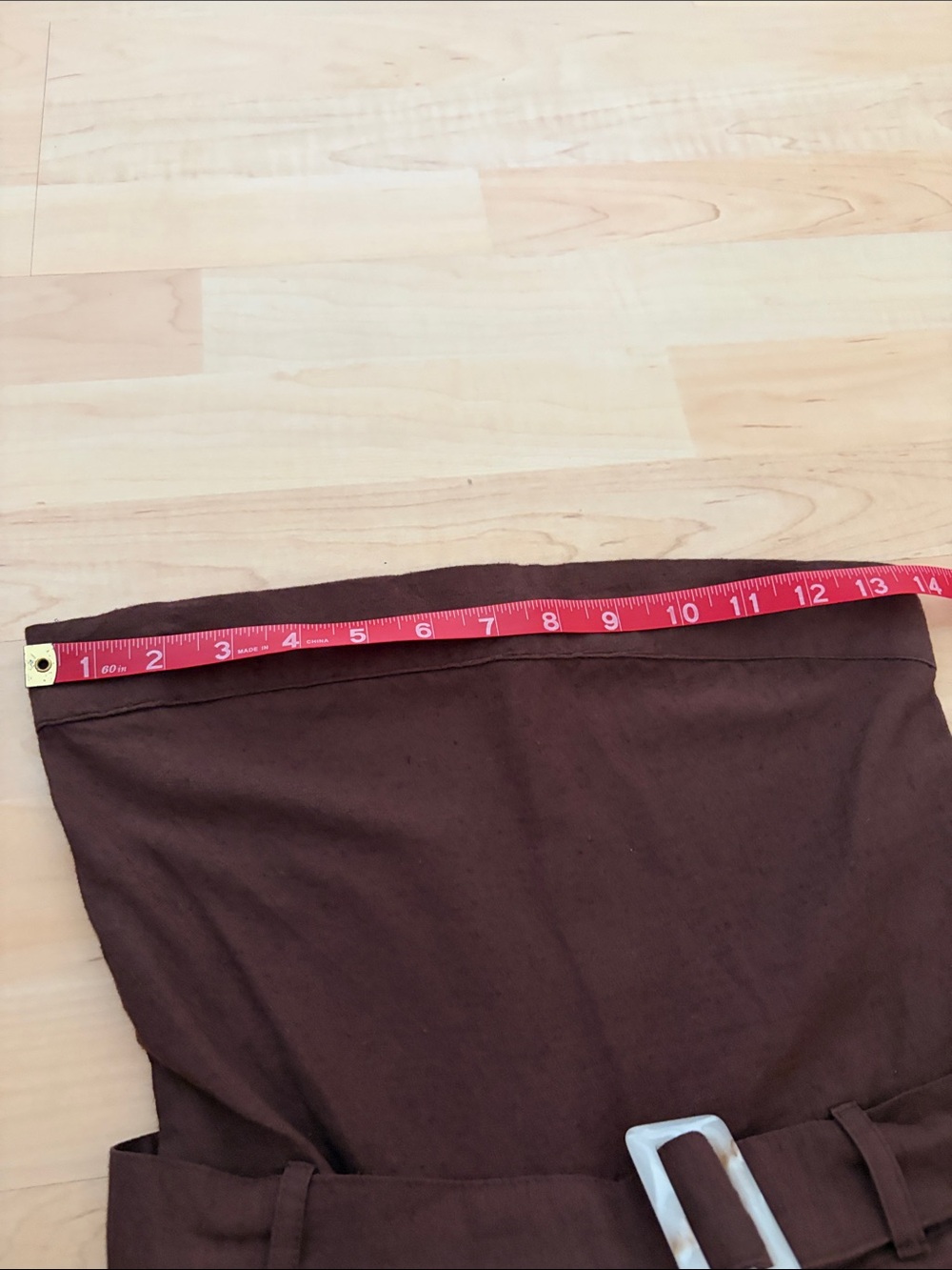 Sim & Sam Boho Brown Linen Blend Strapless Belted Wide Leg Jumpsuit Small - Picture 3 of 7